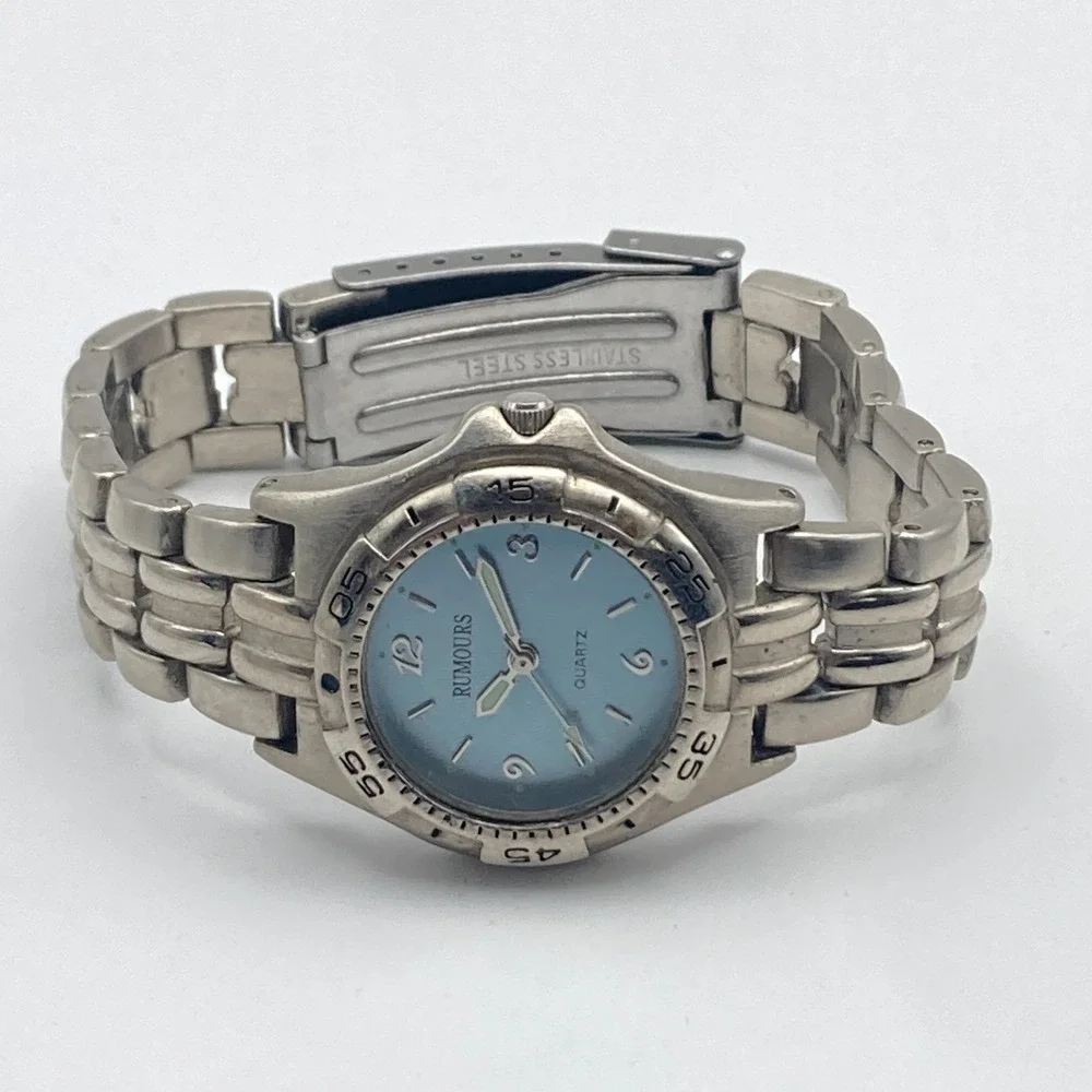 Rumours Women's Watch 29mm Silver Tone Blue Textured Dial New Battery 7.25